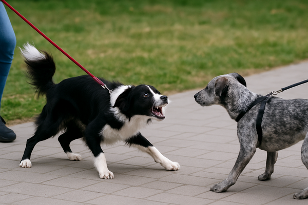 собака рычит на другую собаку
